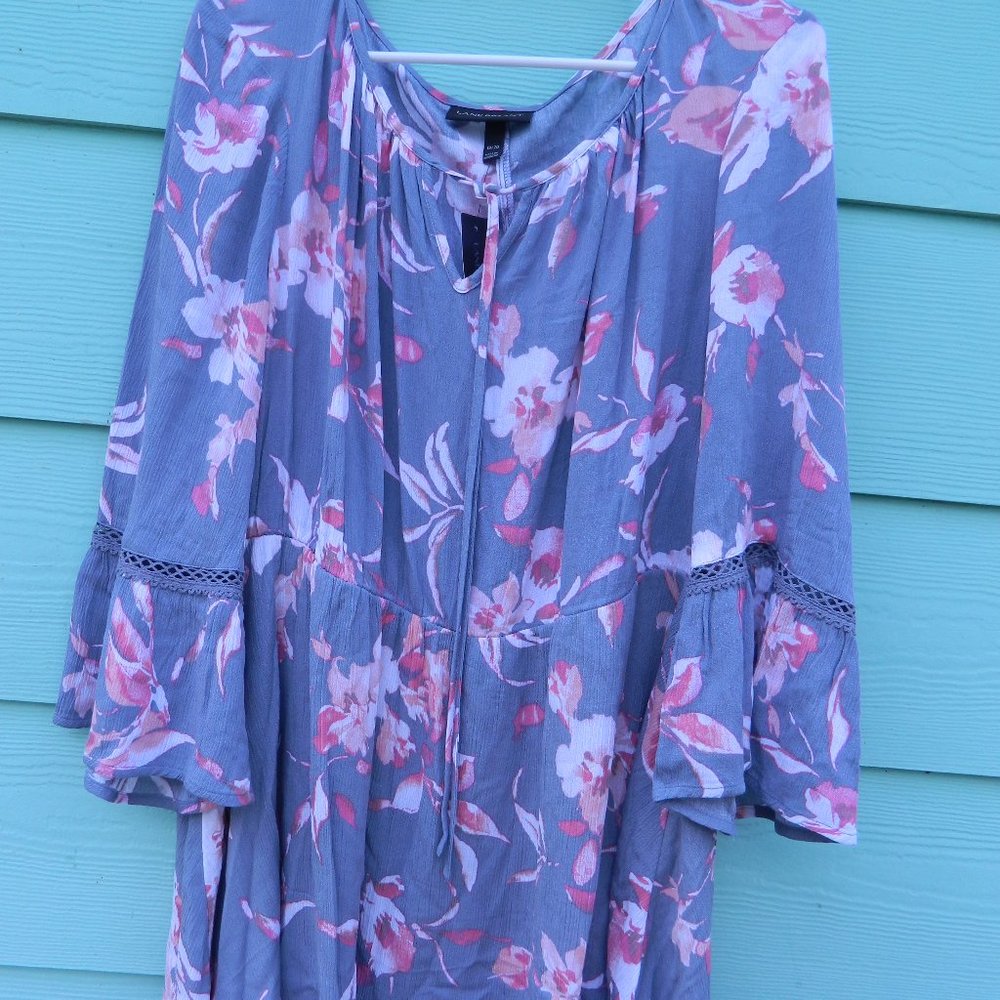 Lane Bryant Boho Peasant Foral Print Bell Sleeve